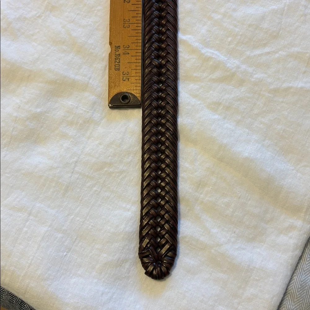 Brown Braided Leather Belt with Gold Buckle